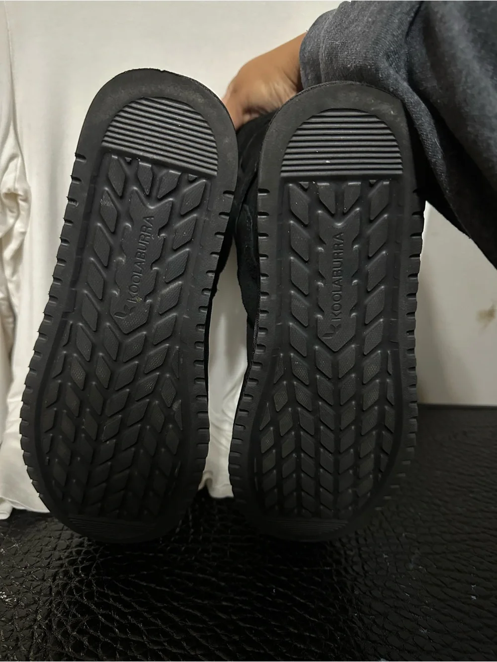 Koolaburra Black Suede Faux Fur Strap Winter Boots